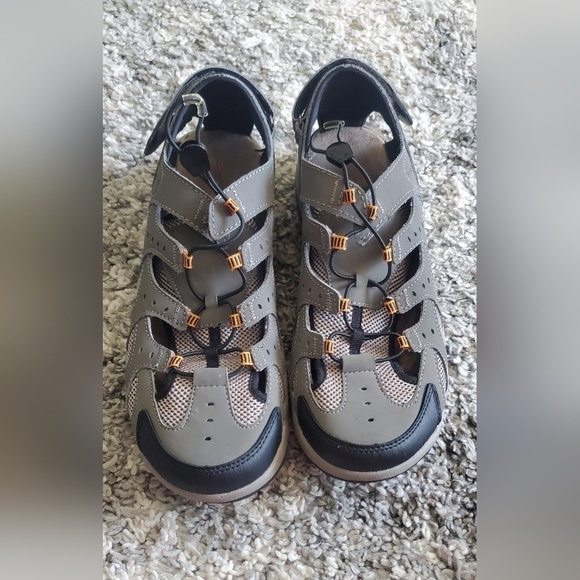 Mossimo Supply Co. Gray Leather Slip On Draw Cord Sport Sandals Men's Shoe 10 - Picture 3 of 11